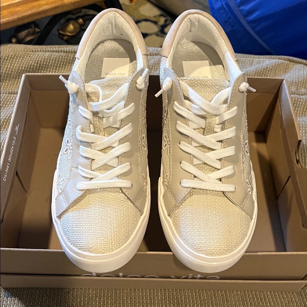 White and Silver Sneakers